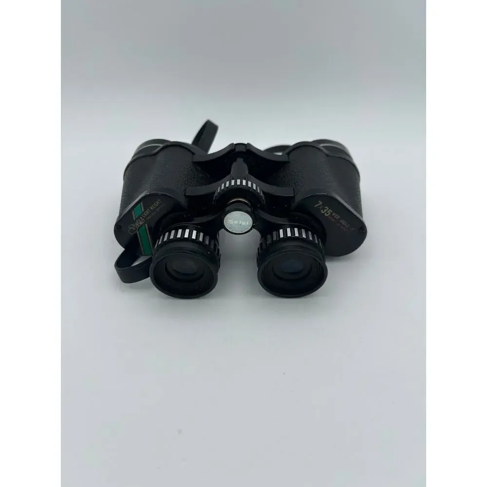 Vintage Selsi 7x35 Wide Angle Binoculars Coated Optics w/ Case Lightweight Japan